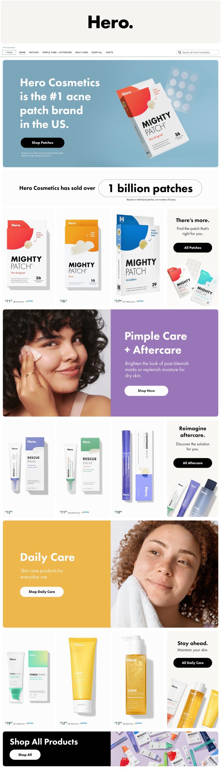 Hero Cosmetics full storefront portfolio