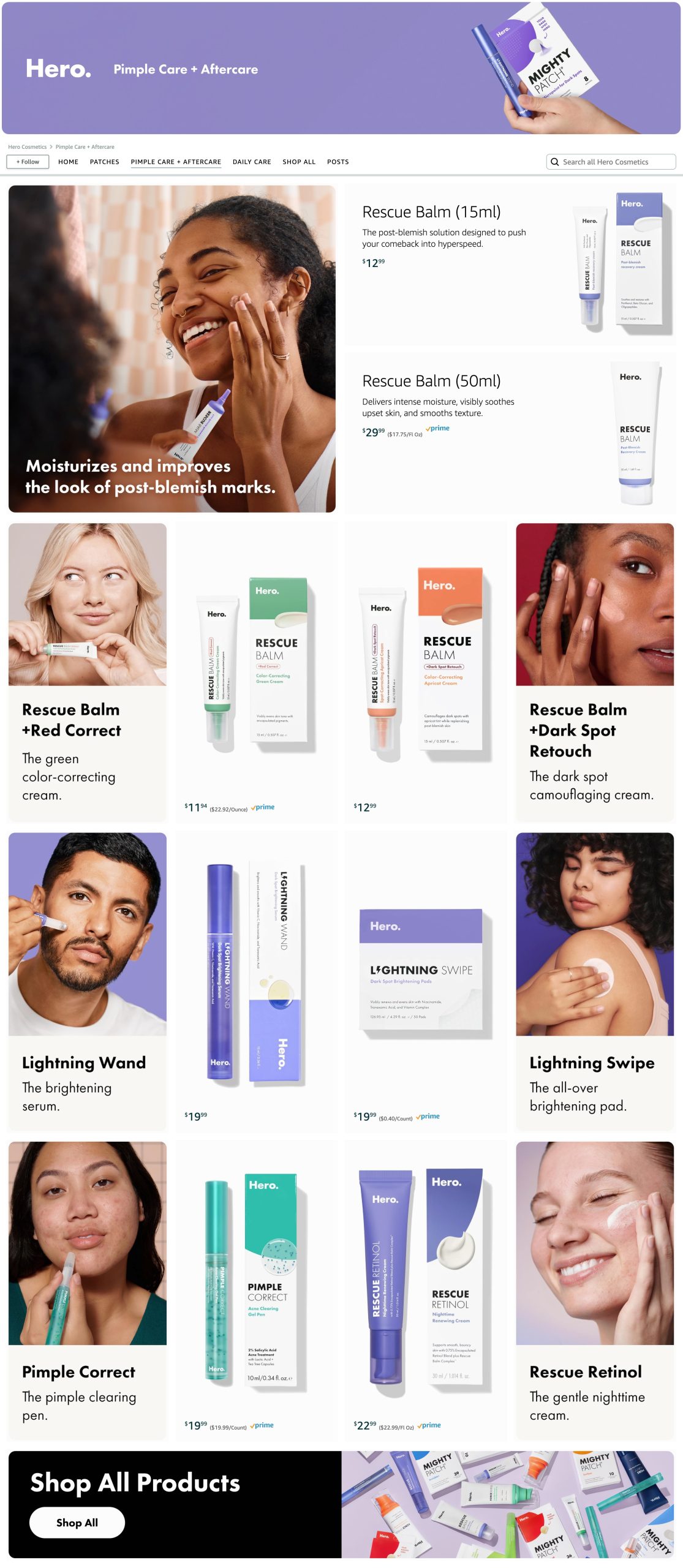 Hero Cosmetics full storefront portfolio